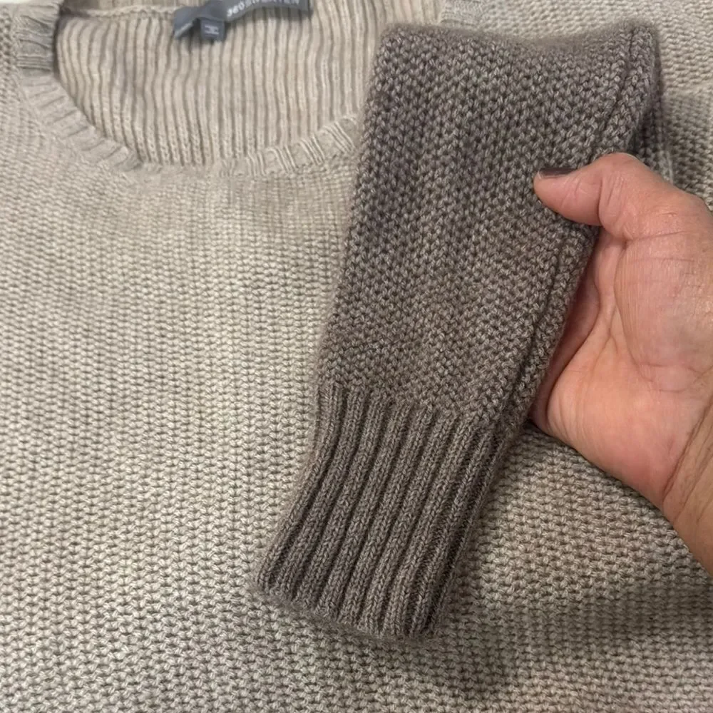 360 Sweater Wool and Cashmere Brown and Tan Crew Neck Sweater Size M